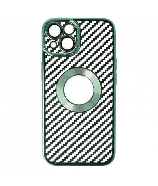 Husa iPhone 14, Carbon Fiber TPU, Verde